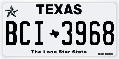 TX license plate BCI3968