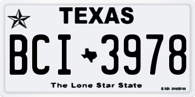 TX license plate BCI3978