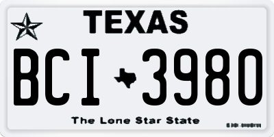 TX license plate BCI3980