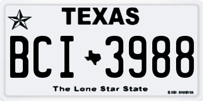 TX license plate BCI3988