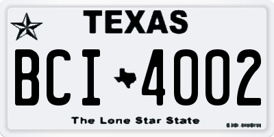 TX license plate BCI4002