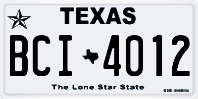 TX license plate BCI4012