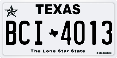 TX license plate BCI4013