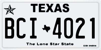 TX license plate BCI4021