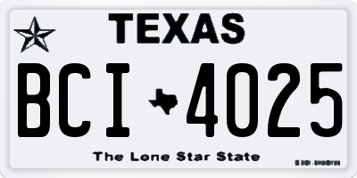 TX license plate BCI4025