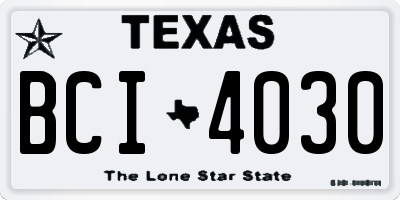 TX license plate BCI4030