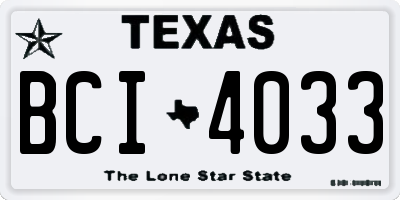 TX license plate BCI4033
