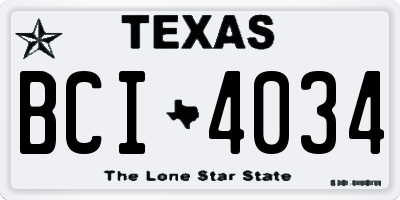 TX license plate BCI4034