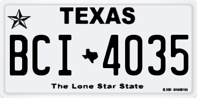 TX license plate BCI4035