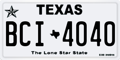 TX license plate BCI4040