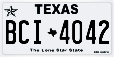 TX license plate BCI4042