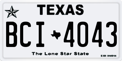 TX license plate BCI4043
