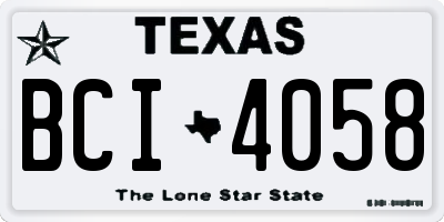 TX license plate BCI4058