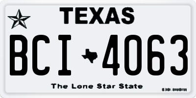 TX license plate BCI4063