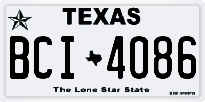 TX license plate BCI4086