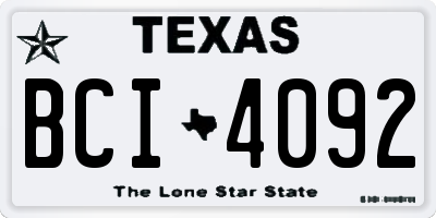 TX license plate BCI4092
