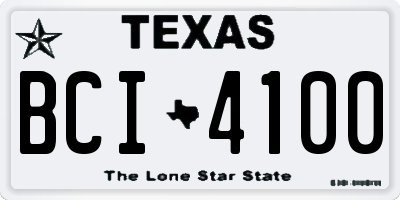 TX license plate BCI4100