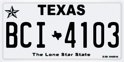 TX license plate BCI4103