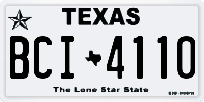 TX license plate BCI4110