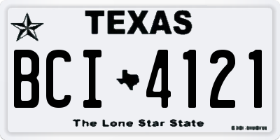 TX license plate BCI4121