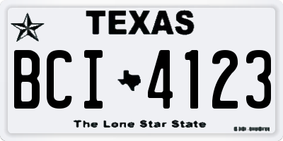 TX license plate BCI4123