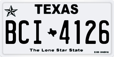 TX license plate BCI4126
