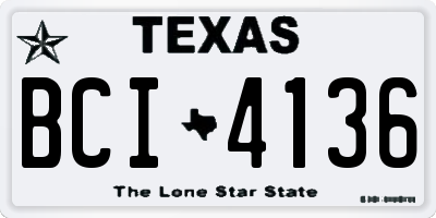 TX license plate BCI4136