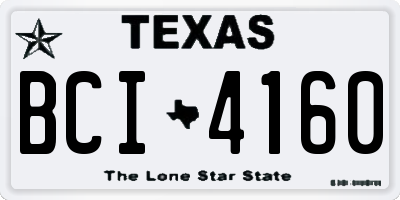 TX license plate BCI4160