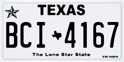TX license plate BCI4167