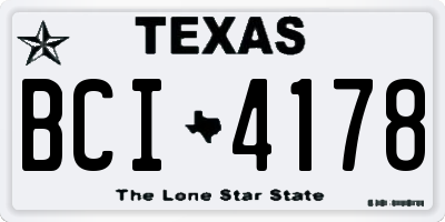 TX license plate BCI4178