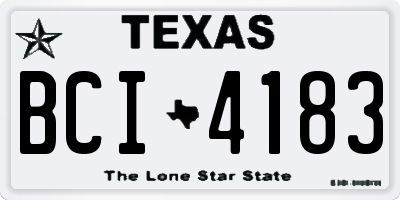 TX license plate BCI4183