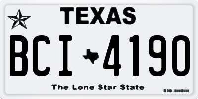 TX license plate BCI4190