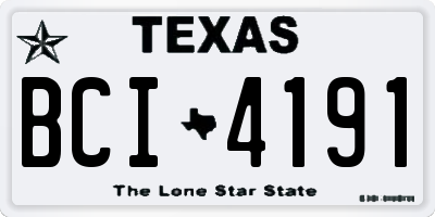 TX license plate BCI4191