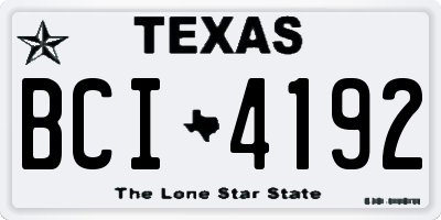 TX license plate BCI4192