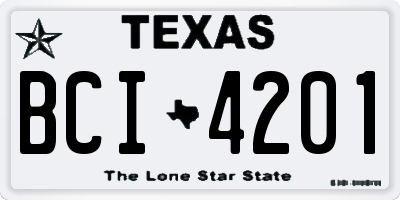 TX license plate BCI4201