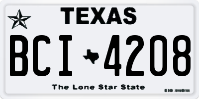 TX license plate BCI4208