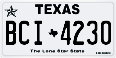 TX license plate BCI4230