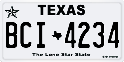 TX license plate BCI4234