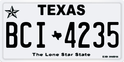 TX license plate BCI4235
