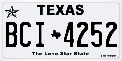 TX license plate BCI4252