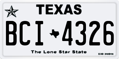 TX license plate BCI4326