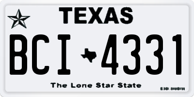 TX license plate BCI4331