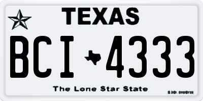 TX license plate BCI4333