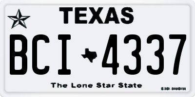 TX license plate BCI4337