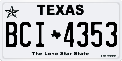 TX license plate BCI4353