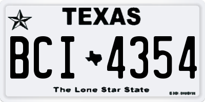 TX license plate BCI4354