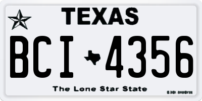 TX license plate BCI4356