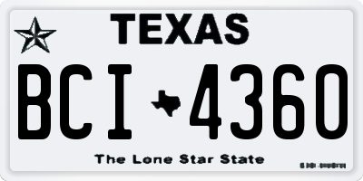 TX license plate BCI4360