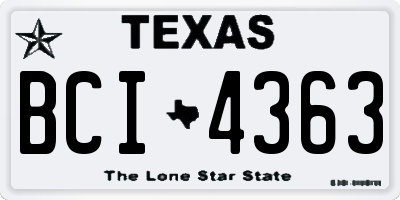 TX license plate BCI4363