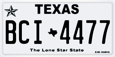 TX license plate BCI4477